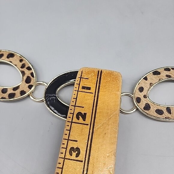 Chico's Leopard Print Chain Belt, Gold Metal, Chain Link, Retro Adjustable M/L - Picture 5 of 5
